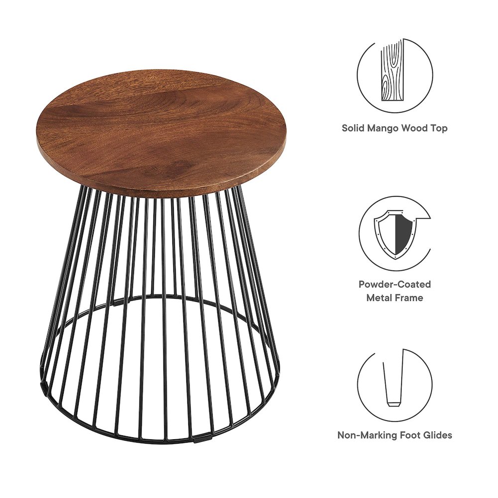 Valeo Round Wood and Metal Side Table. Picture 2