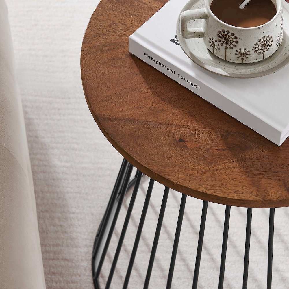 Valeo Round Wood and Metal Side Table. Picture 8