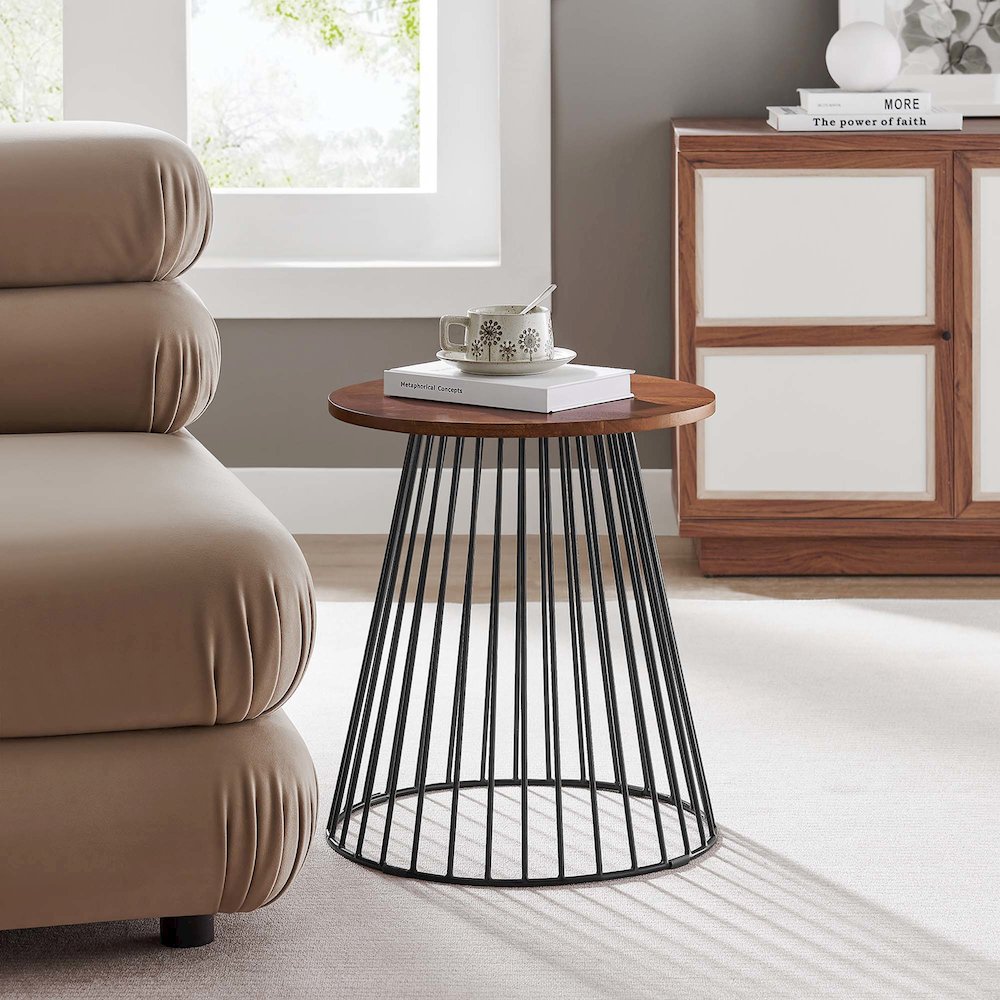 Valeo Round Wood and Metal Side Table. Picture 7
