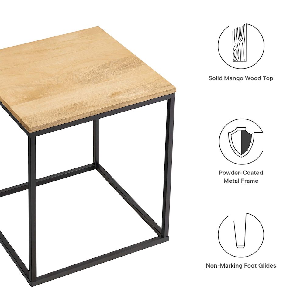 Zora Square Wood and Metal Side Table. Picture 2