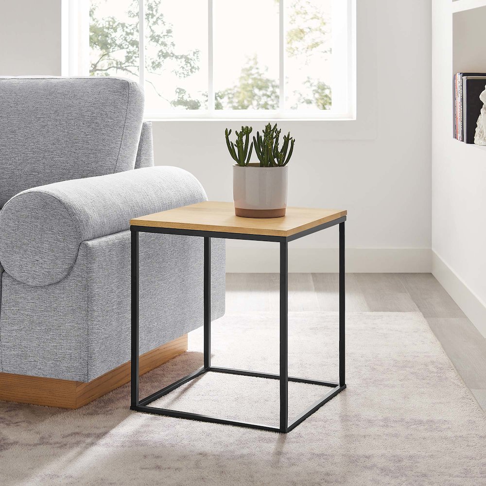 Zora Square Wood and Metal Side Table. Picture 8