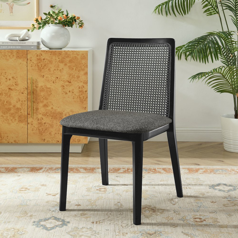 Monarch Wood and Rattan Dining Side Chair. Picture 8