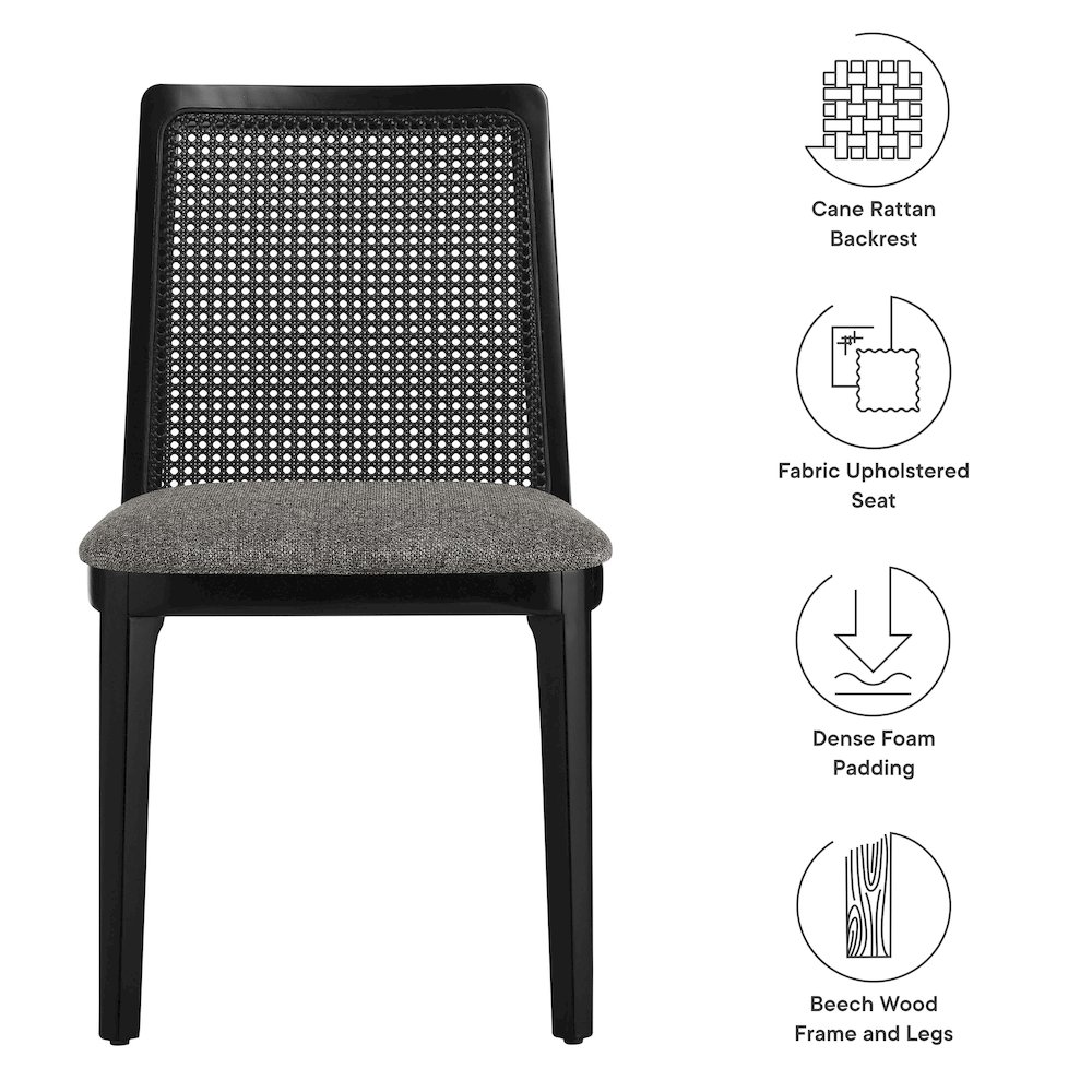 Monarch Wood and Rattan Dining Side Chair. Picture 2