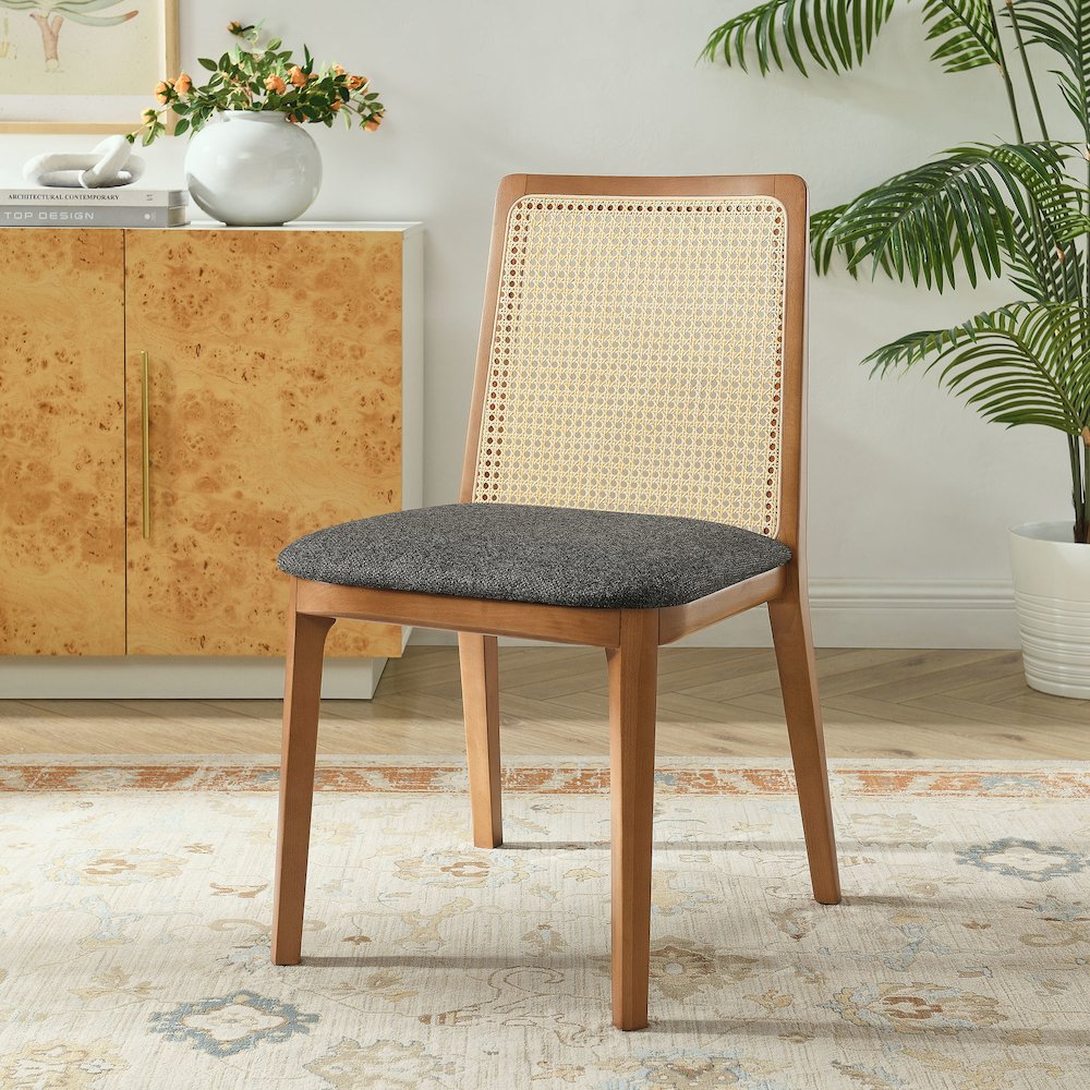 Monarch Wood and Rattan Dining Side Chair. Picture 8