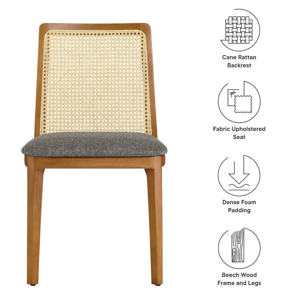 Monarch Wood and Rattan Dining Side Chair. Picture 2