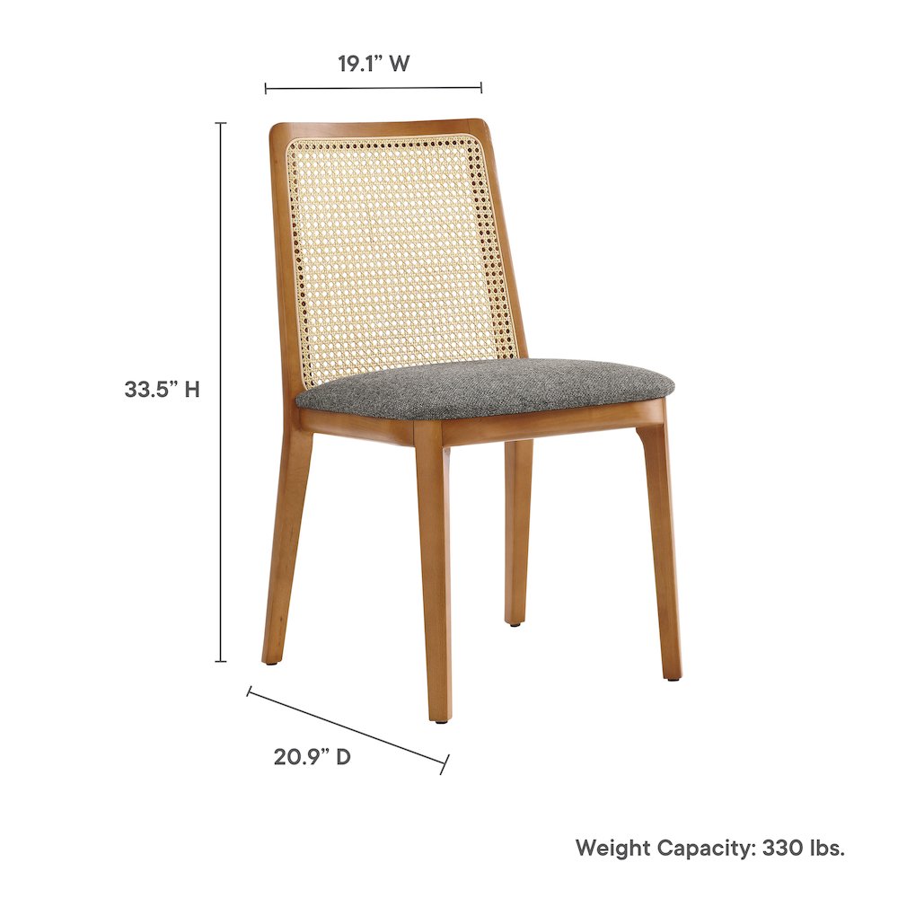 Monarch Wood and Rattan Dining Side Chair. Picture 3