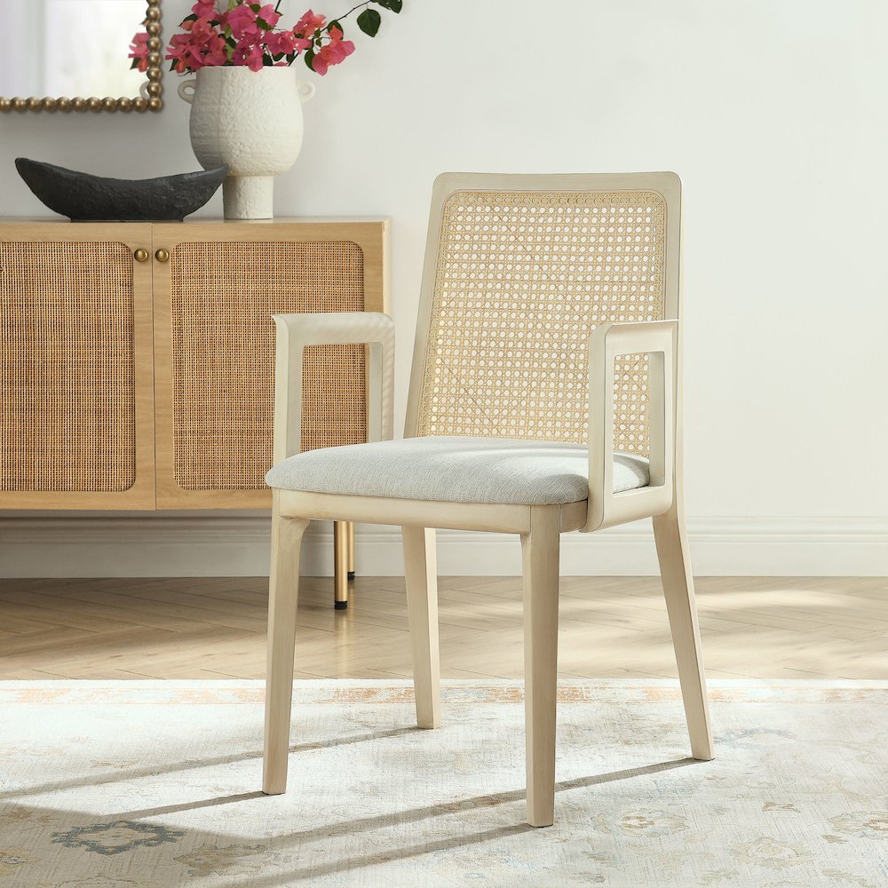 Monarch Wood and Rattan Dining Armchair. Picture 8