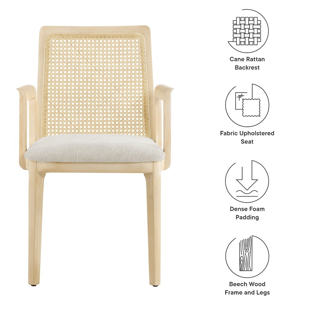 Monarch Wood and Rattan Dining Armchair. Picture 2