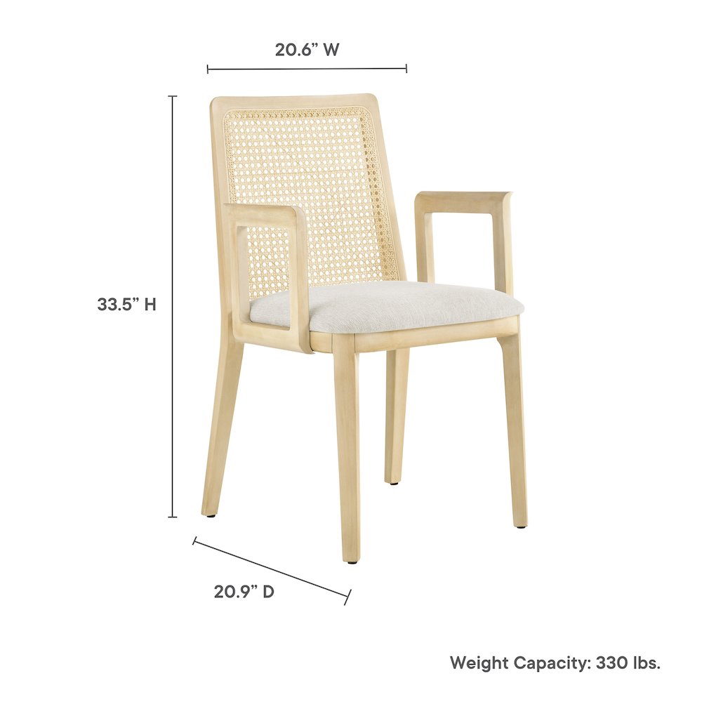 Monarch Wood and Rattan Dining Armchair. Picture 3