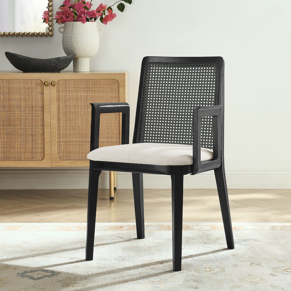 Monarch Wood and Rattan Dining Armchair. Picture 8