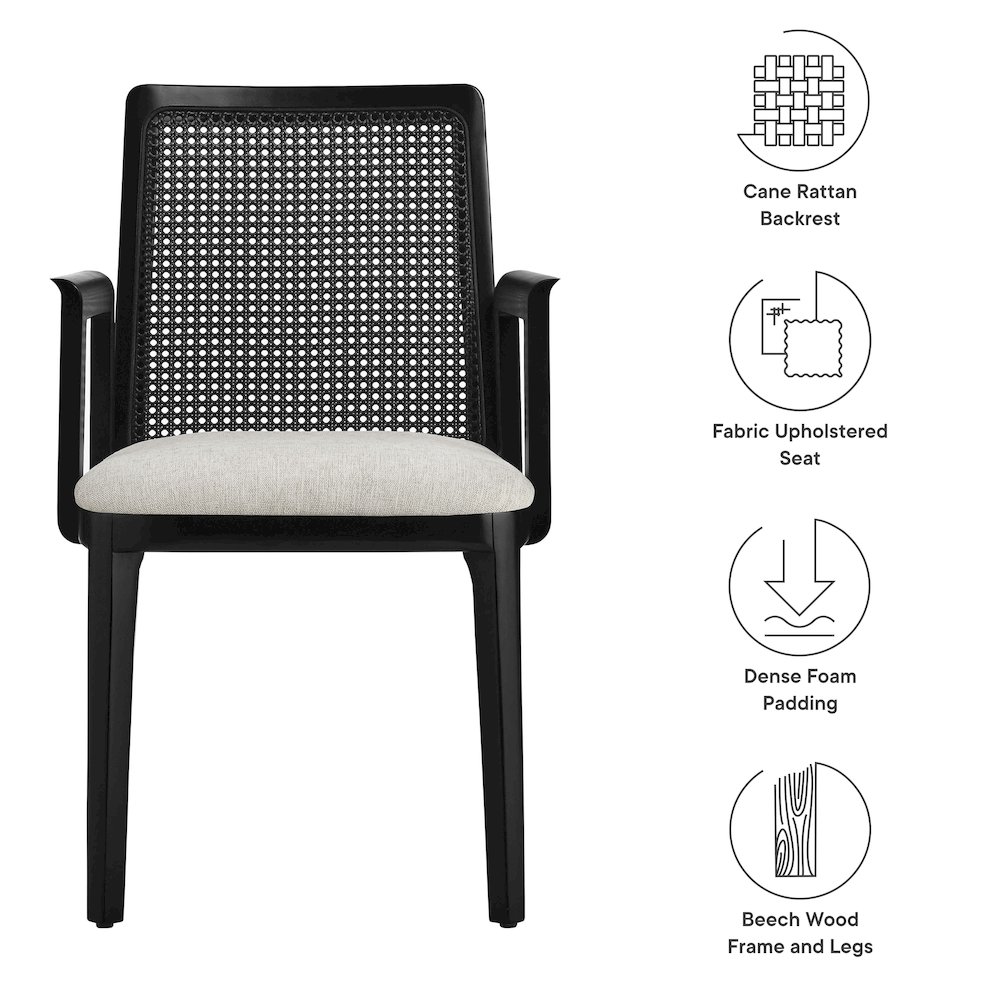 Monarch Wood and Rattan Dining Armchair. Picture 2