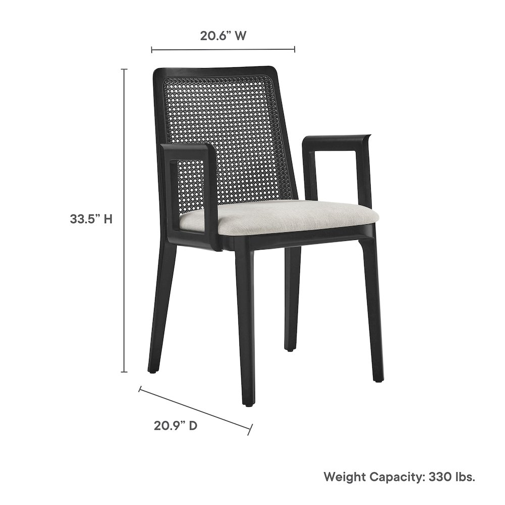 Monarch Wood and Rattan Dining Armchair. Picture 3