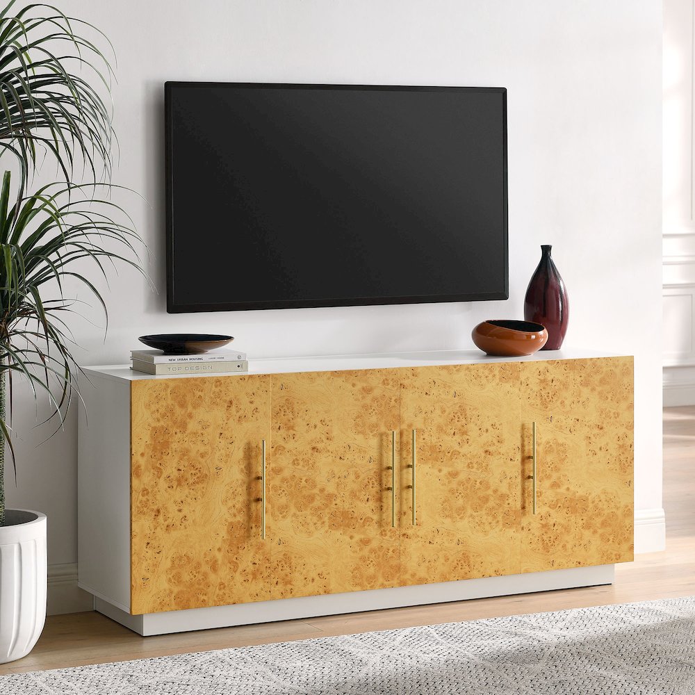Abel 69 Inch Burl Wood Sideboard Buffet TV Stand. Picture 10