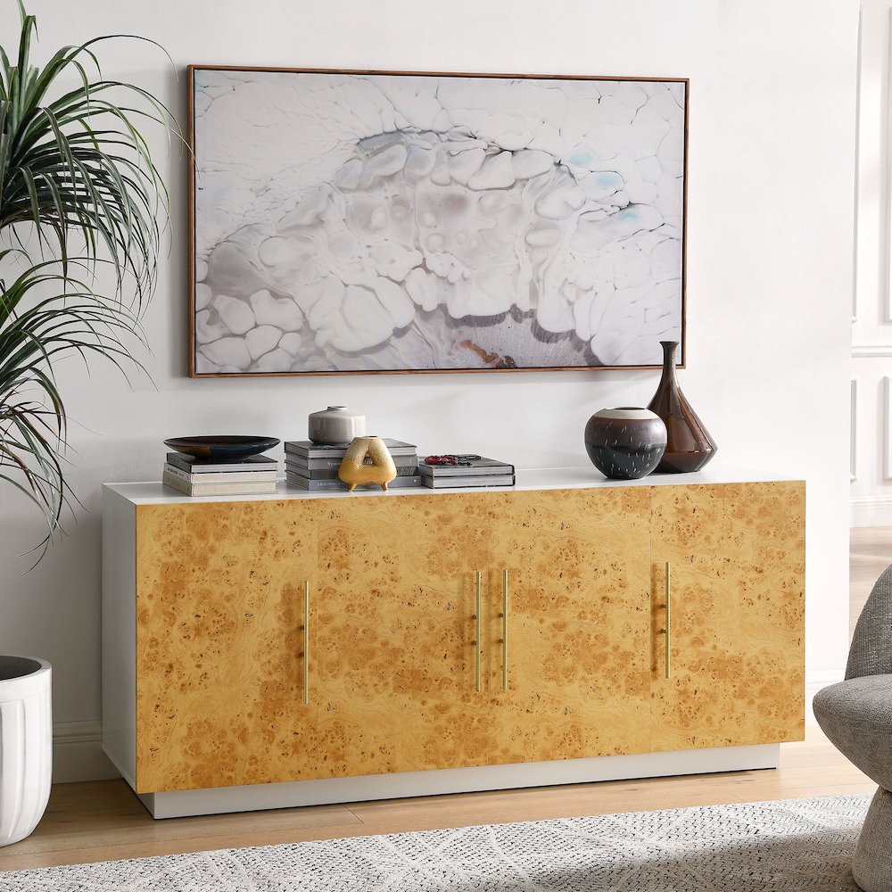 Abel 69 Inch Burl Wood Sideboard Buffet TV Stand. Picture 11