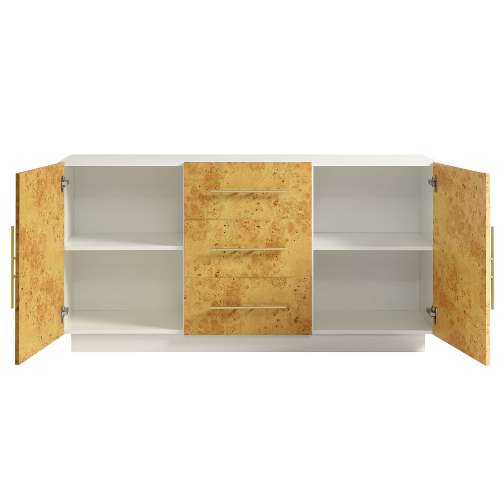 Abel 59 Inch Burl Wood Sideboard Buffet TV Stand. Picture 1