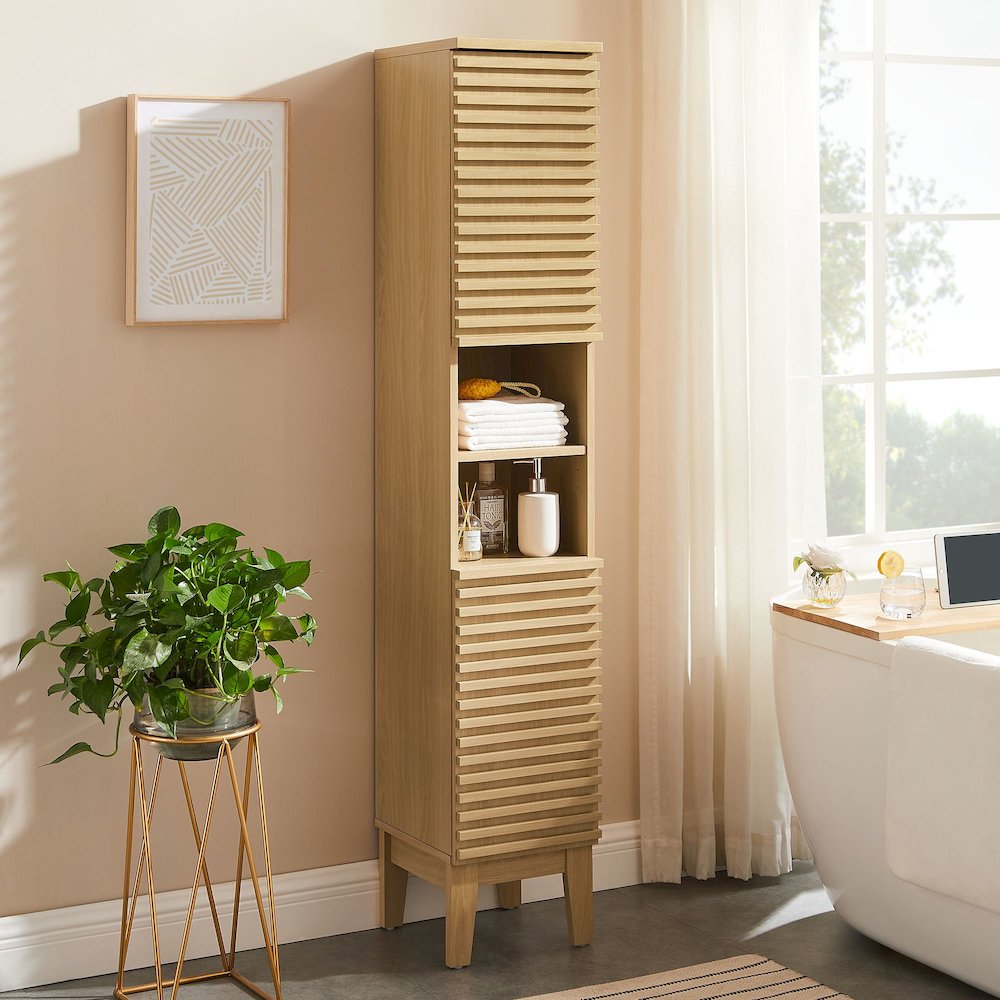 Render Tall Narrow Bathroom Storage Cabinet. Picture 9