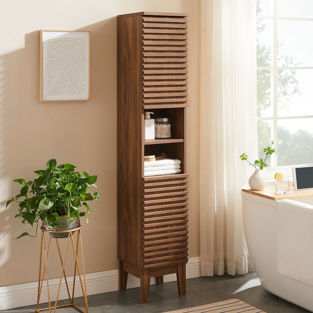 Render Tall Narrow Bathroom Storage Cabinet. Picture 9