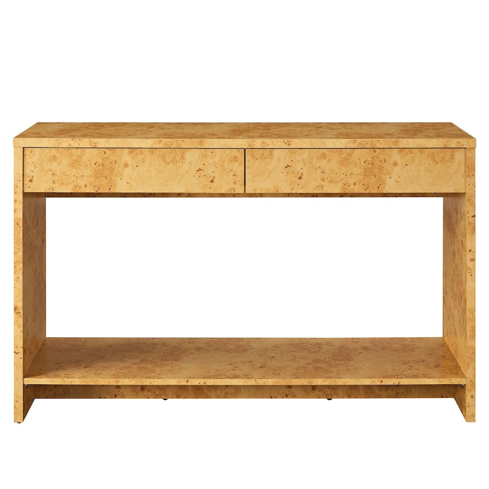 Hudson 2-Drawer Burl Wood Console Table. Picture 6