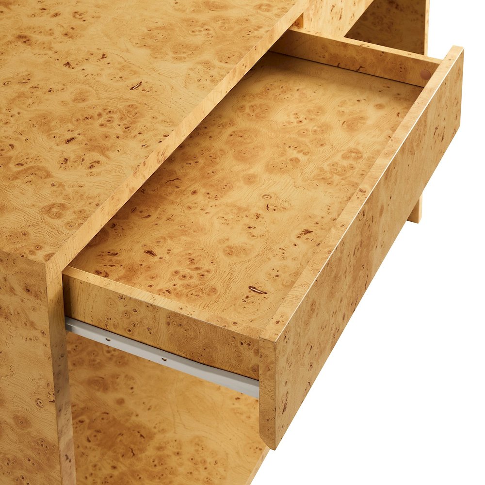 Hudson 2-Drawer Burl Wood Console Table. Picture 7