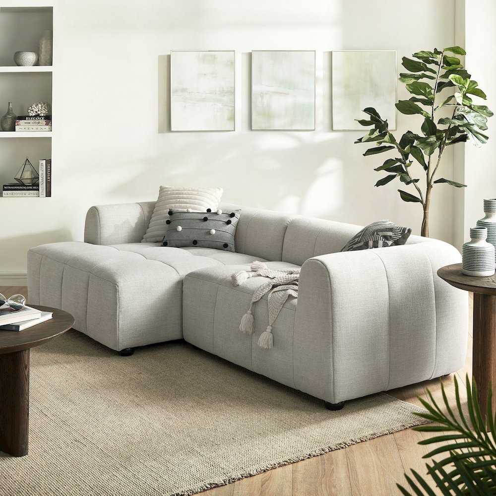 Liana Left-Facing Upholstered Fabric Modular Sofa with Chaise. Picture 7