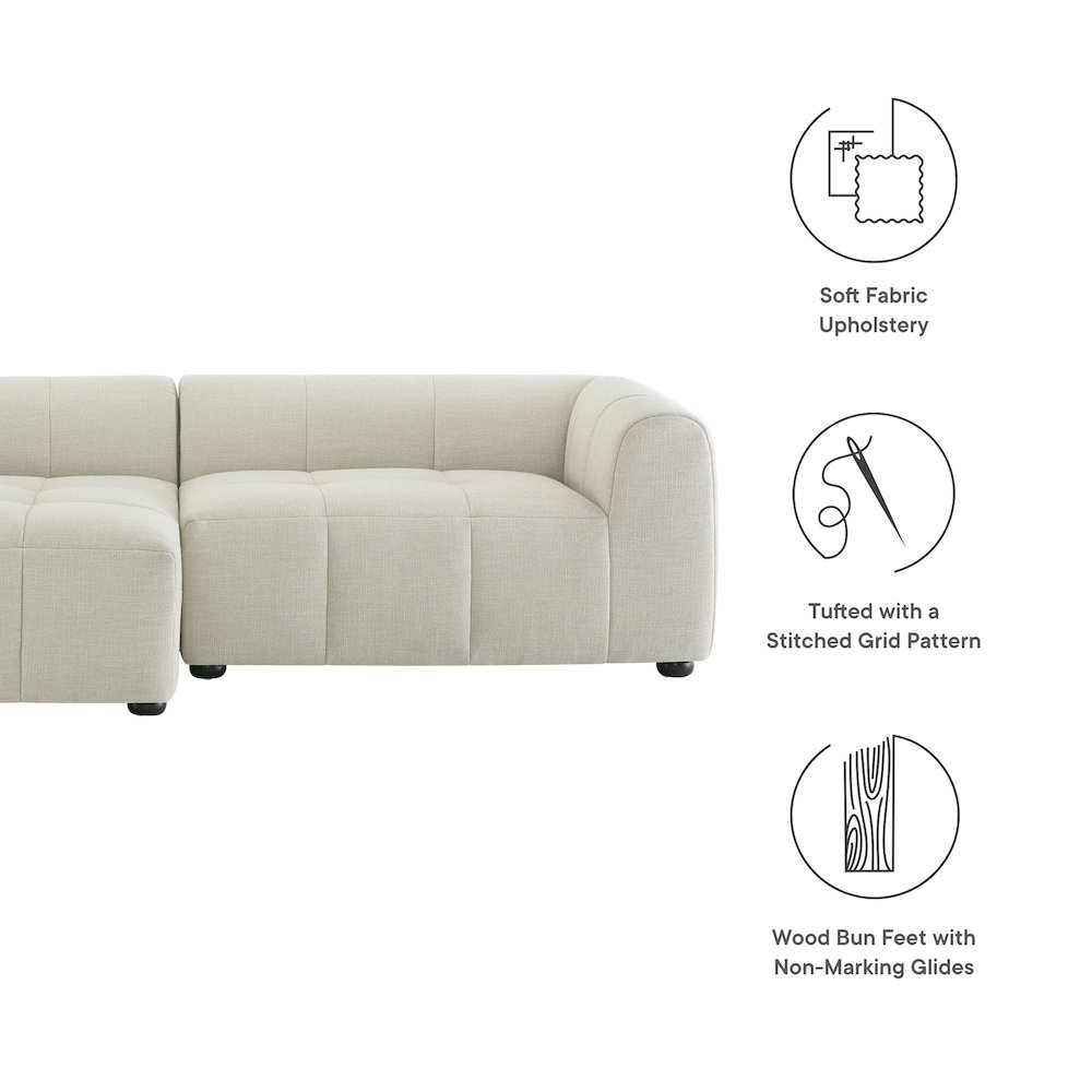 Liana Left-Facing Upholstered Fabric Modular Sofa with Chaise. Picture 2