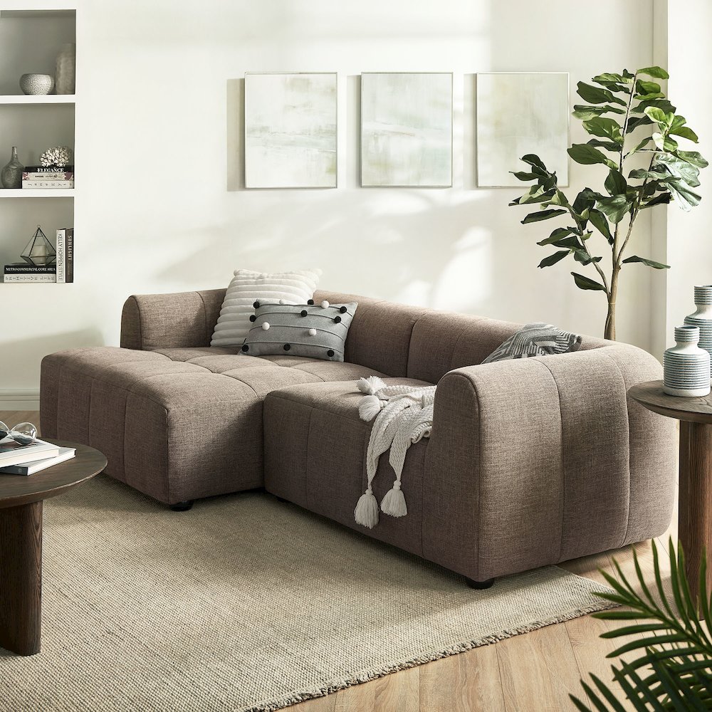 Liana Left-Facing Upholstered Fabric Modular Sofa with Chaise. Picture 7