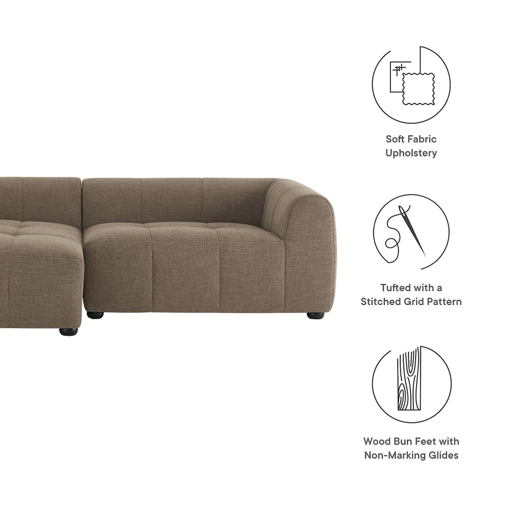 Liana Left-Facing Upholstered Fabric Modular Sofa with Chaise. Picture 2