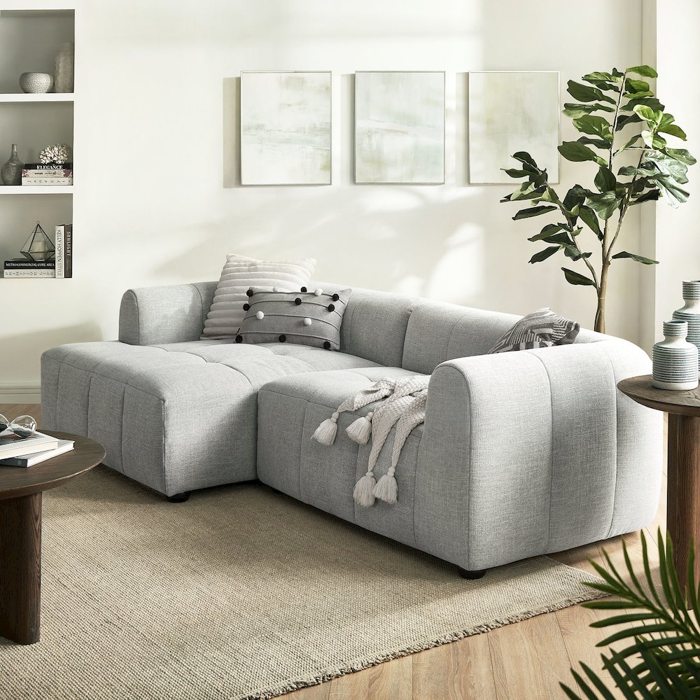 Liana Left-Facing Upholstered Fabric Modular Sofa with Chaise. Picture 7