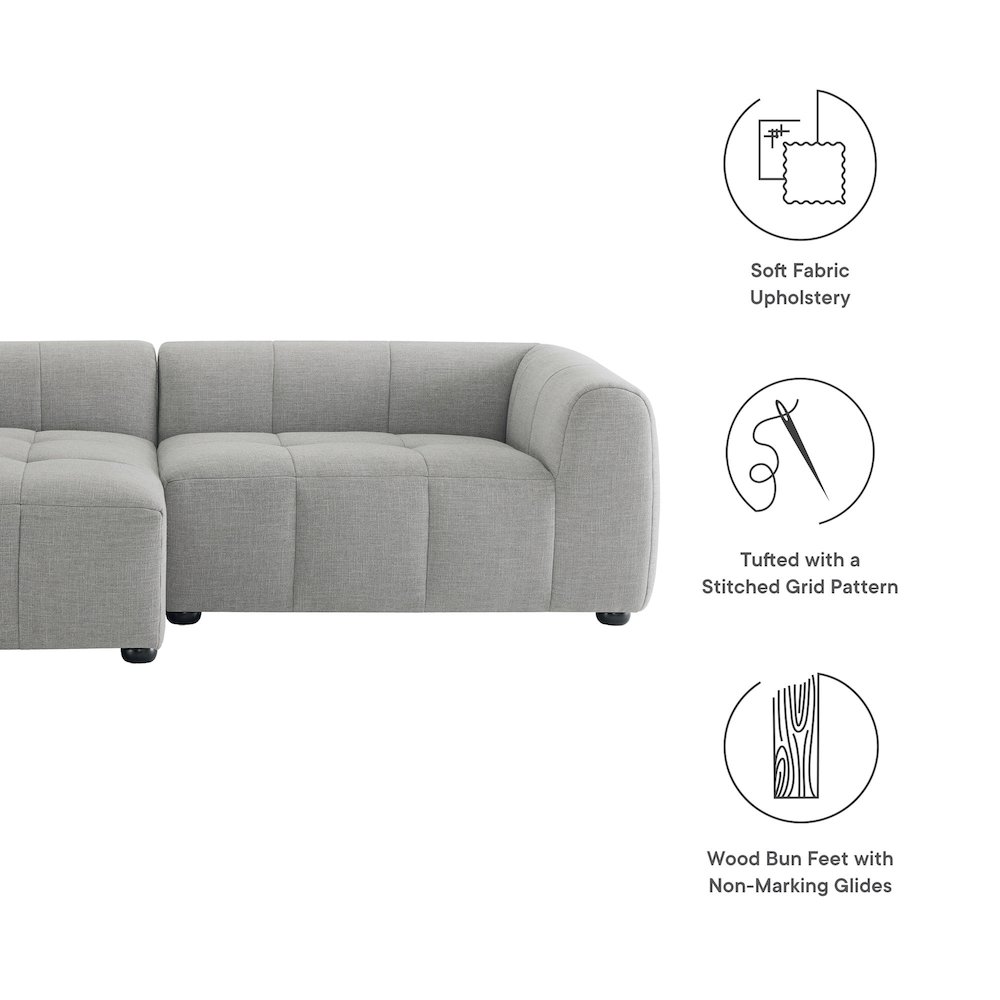 Liana Left-Facing Upholstered Fabric Modular Sofa with Chaise. Picture 2