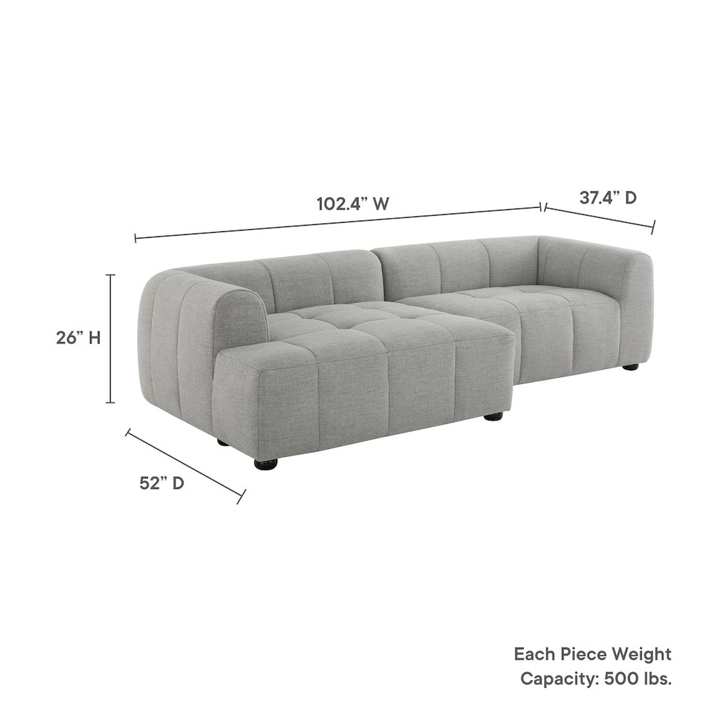 Liana Left-Facing Upholstered Fabric Modular Sofa with Chaise. Picture 3