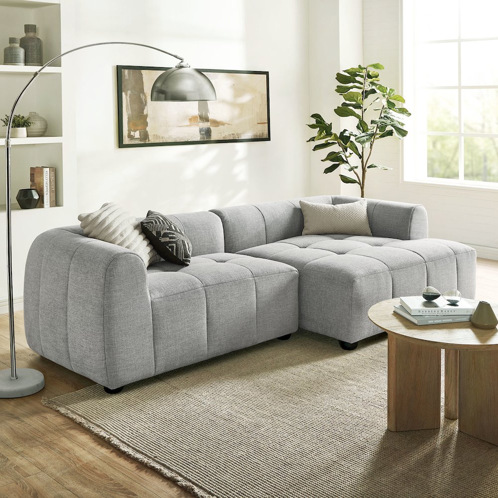Liana Right-Facing Upholstered Fabric Modular Sofa with Chaise. Picture 7
