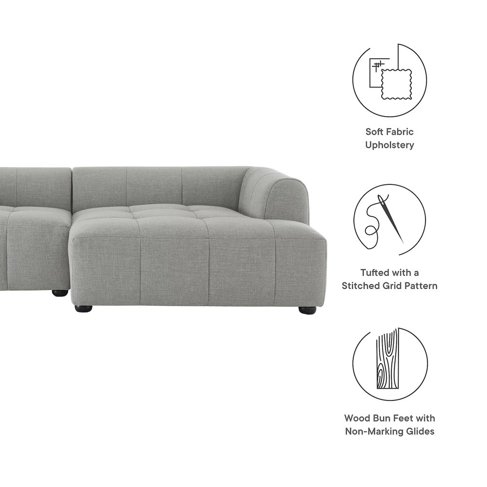 Liana Right-Facing Upholstered Fabric Modular Sofa with Chaise. Picture 2