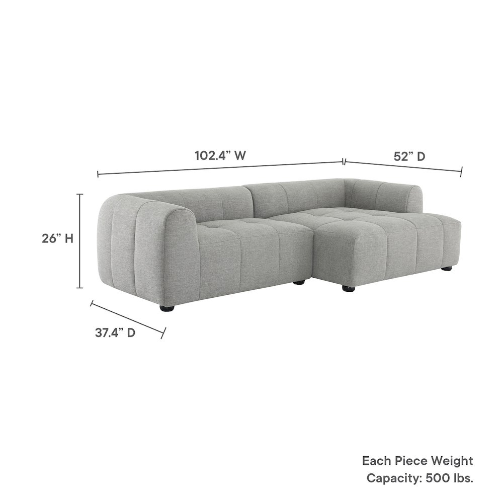 Liana Right-Facing Upholstered Fabric Modular Sofa with Chaise. Picture 3