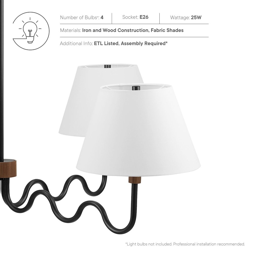 Sunlit Squiggle 4-Arm Pendant Light. Picture 4