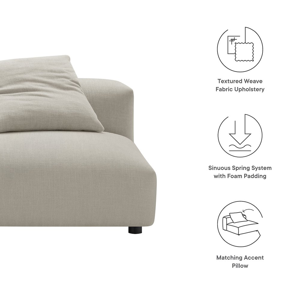 Solace Modular Upholstered Fabric Armless Chair. Picture 3