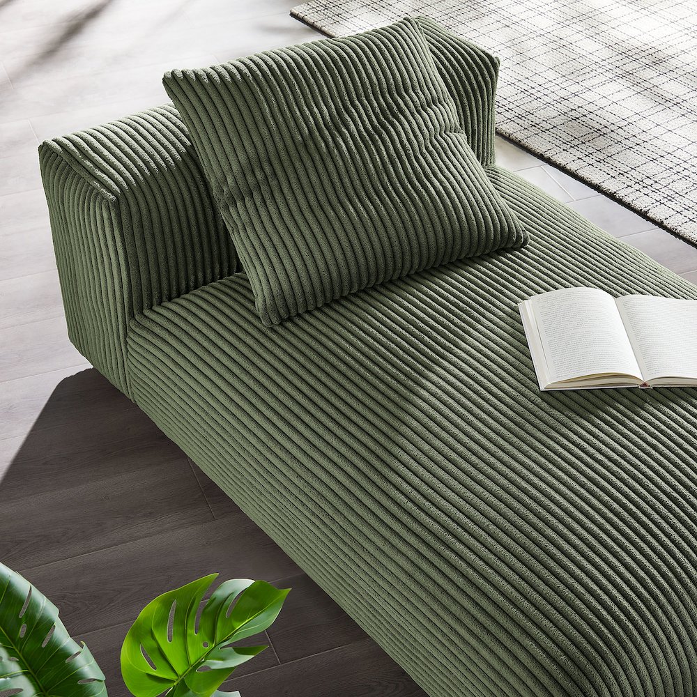 Solace Modular Corduroy Upholstered Armless Chaise Lounge. Picture 9