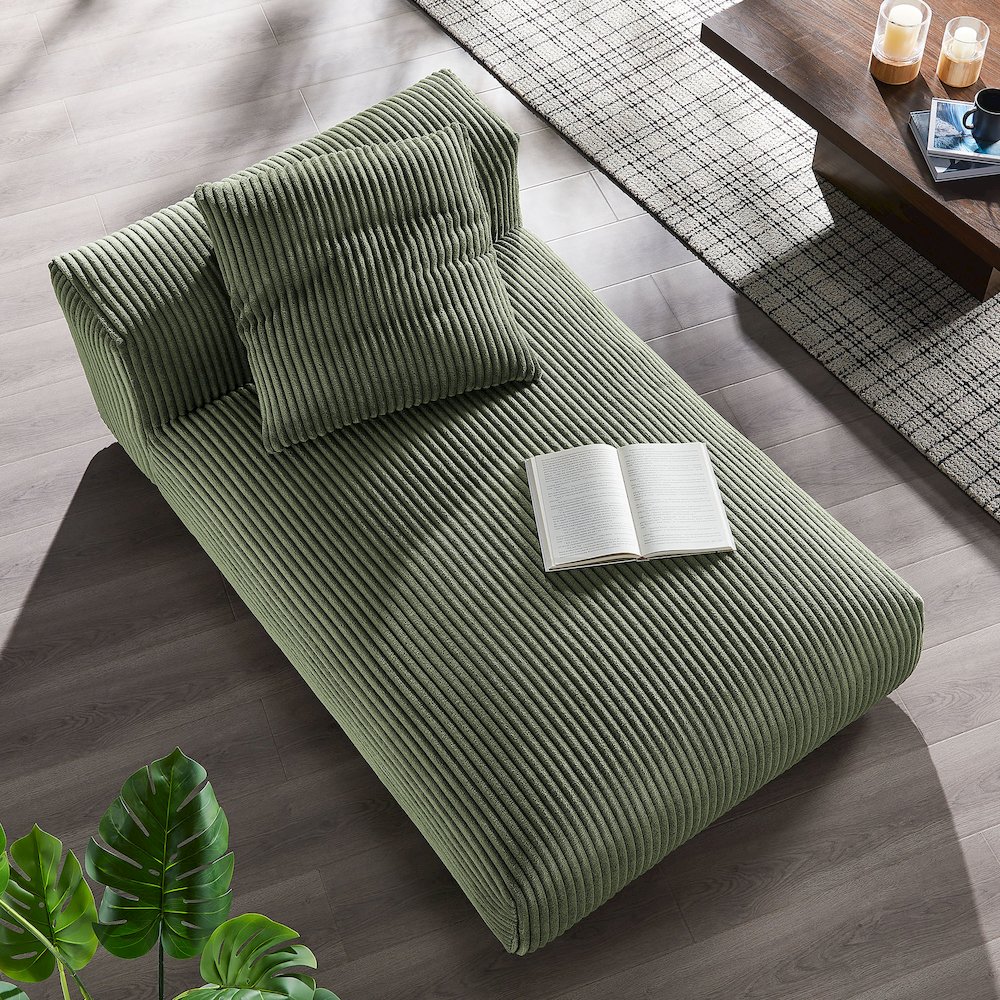 Solace Modular Corduroy Upholstered Armless Chaise Lounge. Picture 8