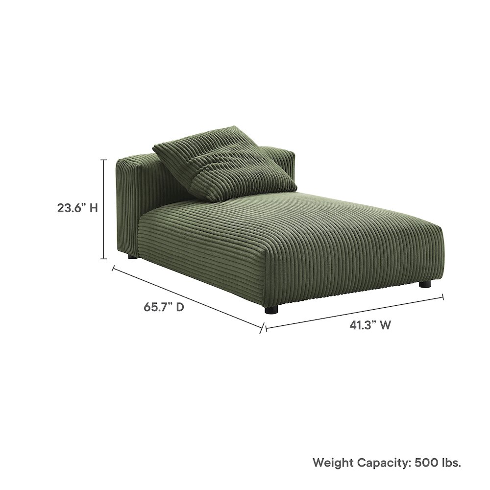Solace Modular Corduroy Upholstered Armless Chaise Lounge. Picture 2