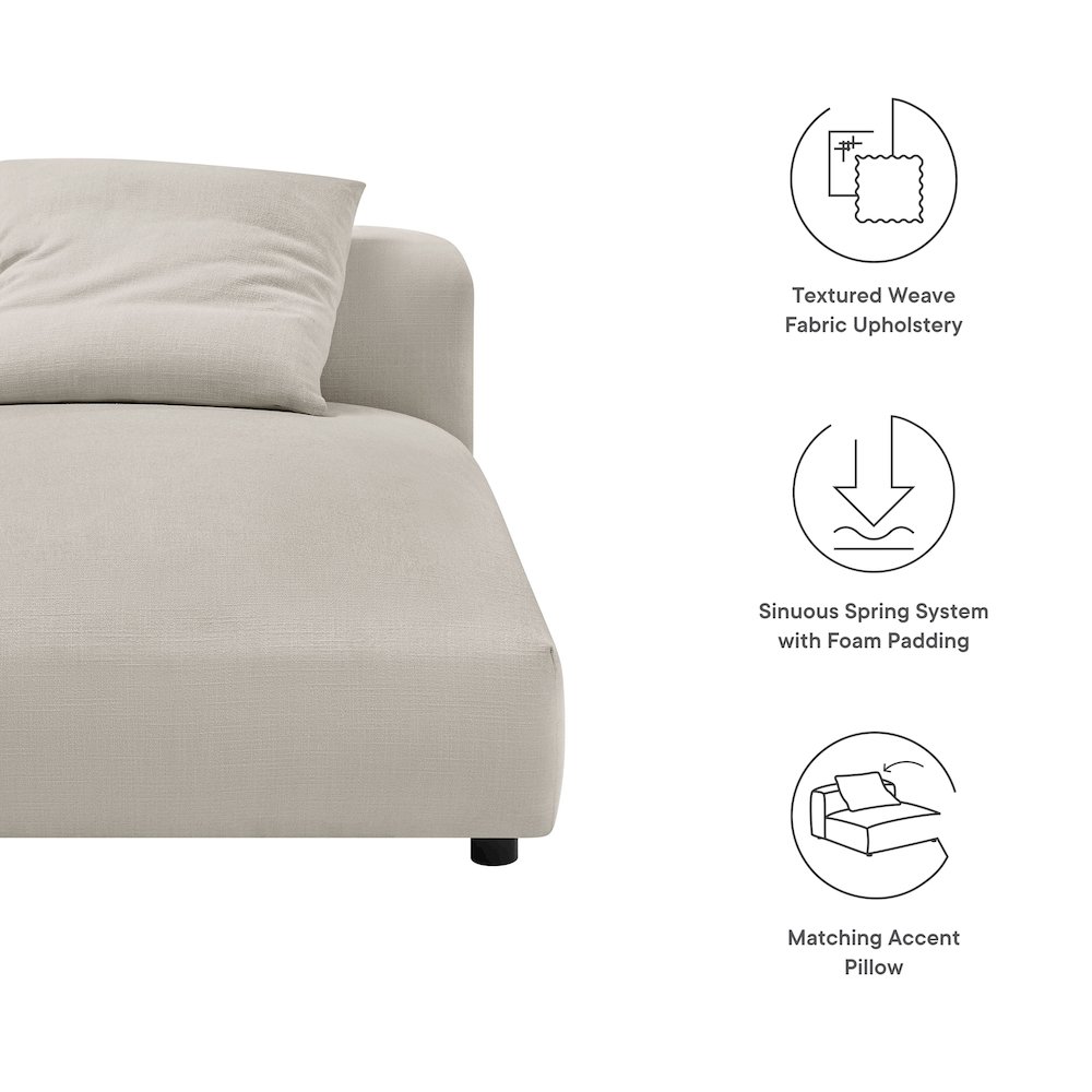 Solace Modular Upholstered Fabric Armless Chaise Lounge. Picture 3
