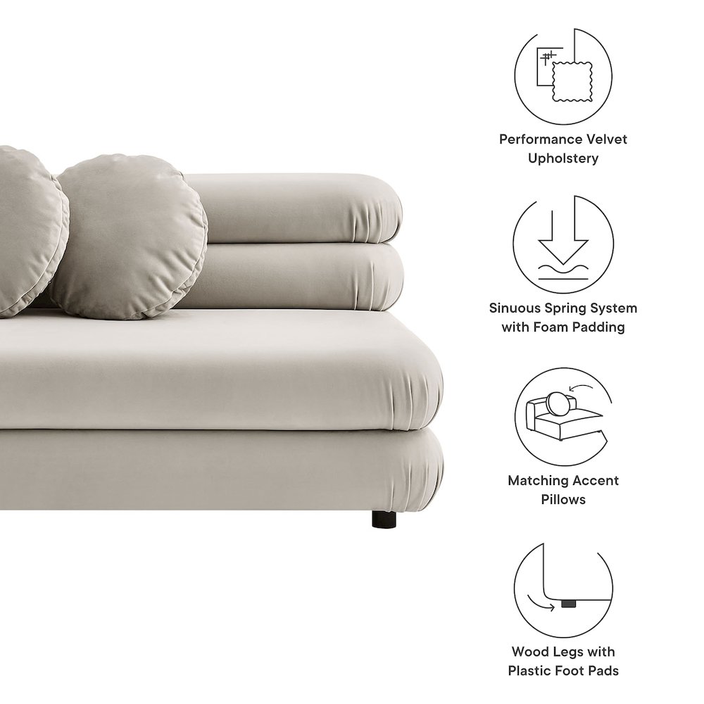 Jubilee Modular Performance Velvet Armless Loveseat. Picture 3