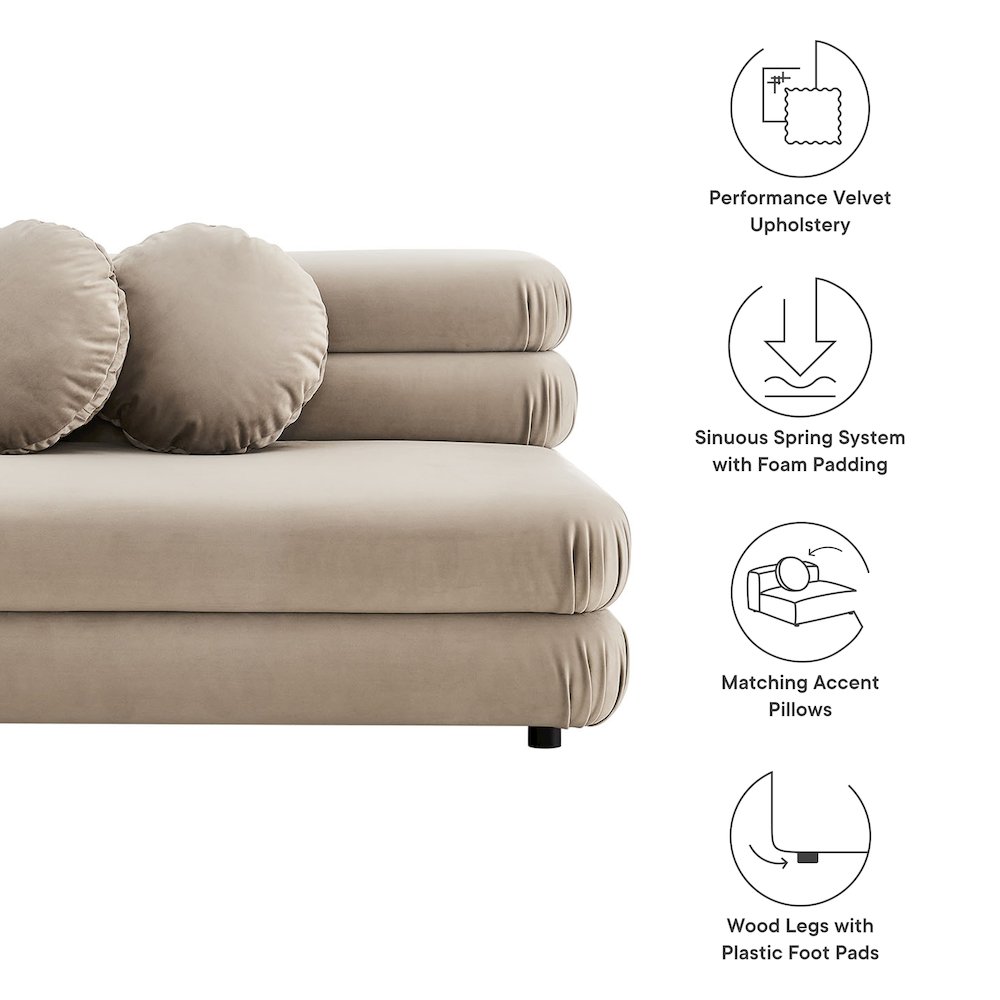 Jubilee Modular Performance Velvet Armless Loveseat. Picture 3