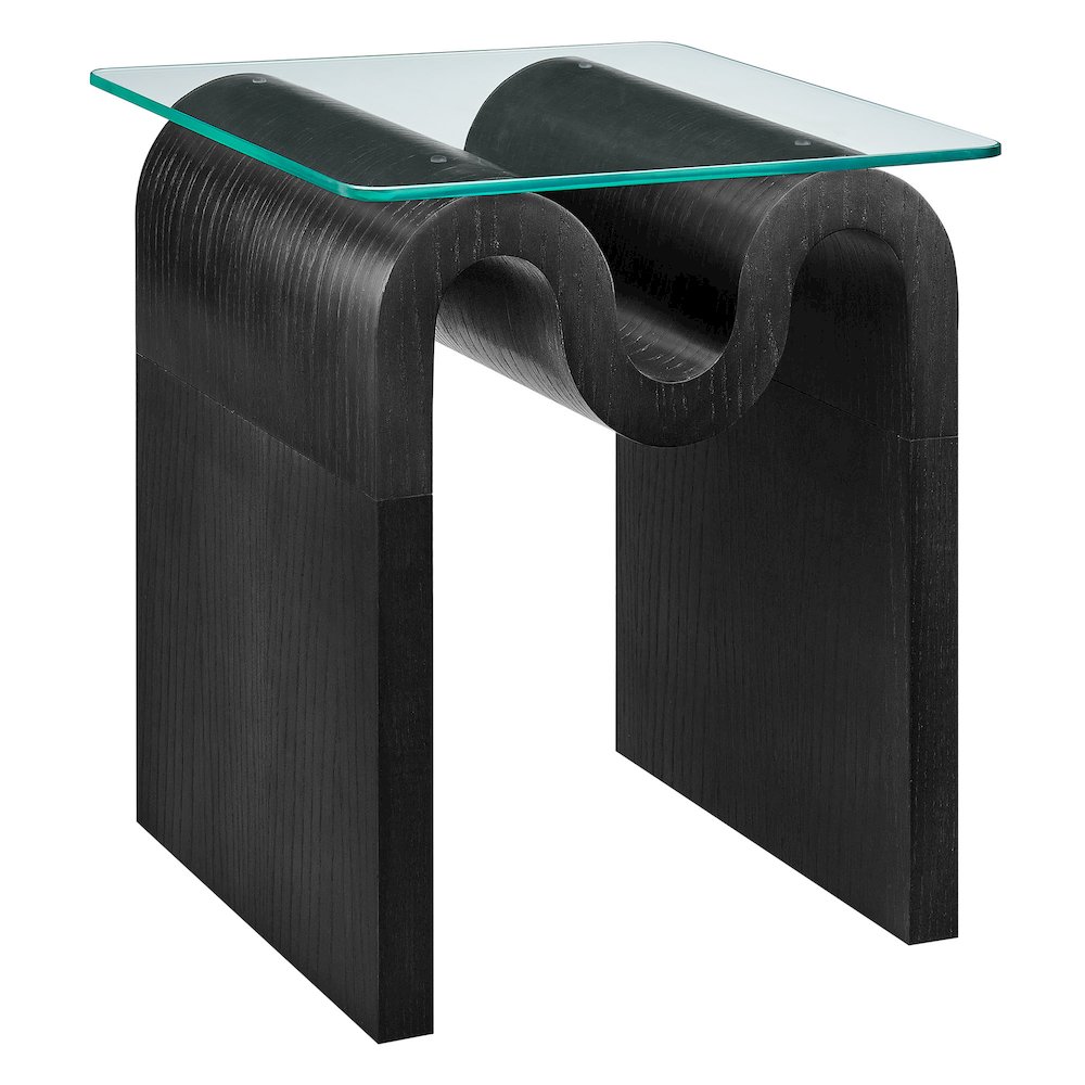 Ondine Glass Top Side Table. Picture 1