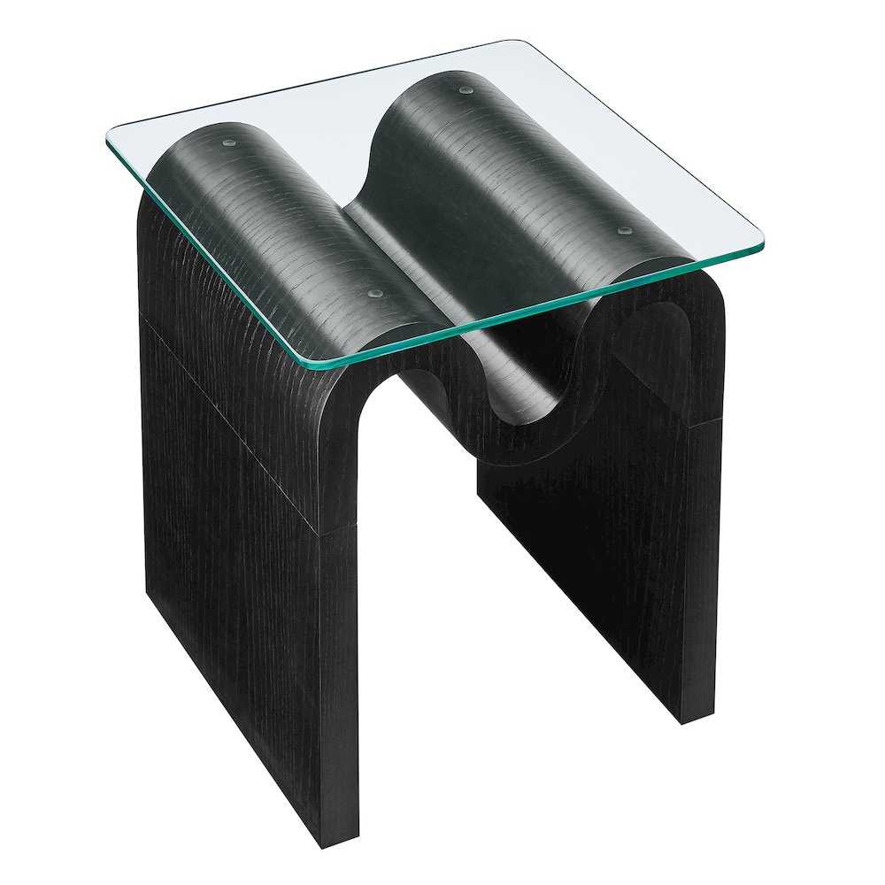 Ondine Glass Top Side Table. Picture 6