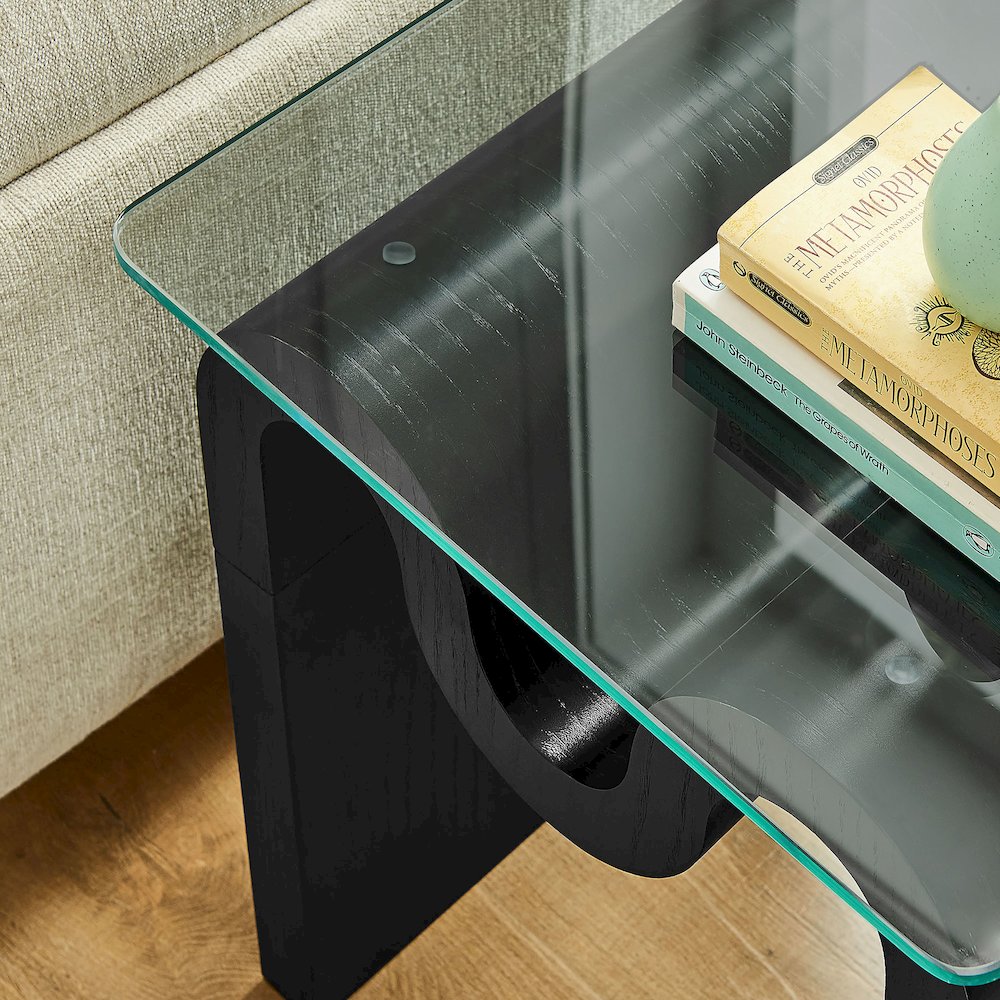Ondine Glass Top Side Table. Picture 9