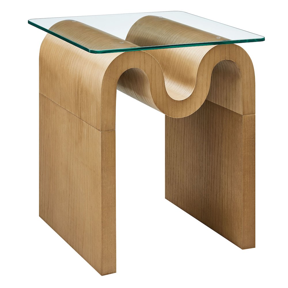 Ondine Glass Top Side Table. Picture 1