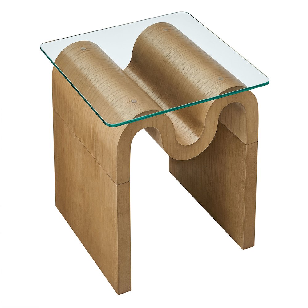 Ondine Glass Top Side Table. Picture 6