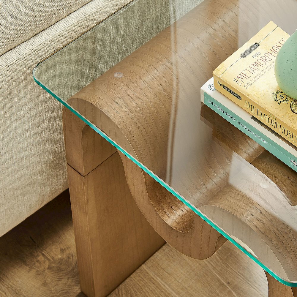 Ondine Glass Top Side Table. Picture 9