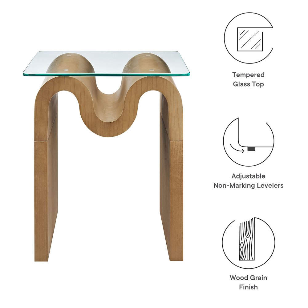 Ondine Glass Top Side Table. Picture 2