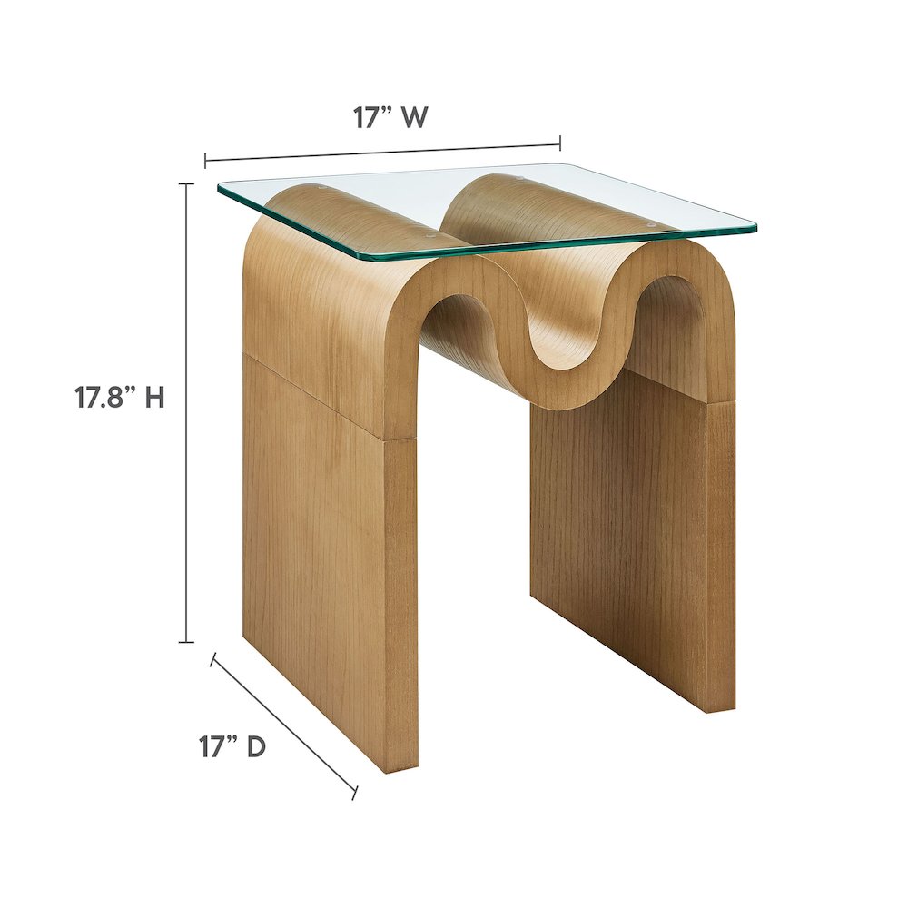 Ondine Glass Top Side Table. Picture 3