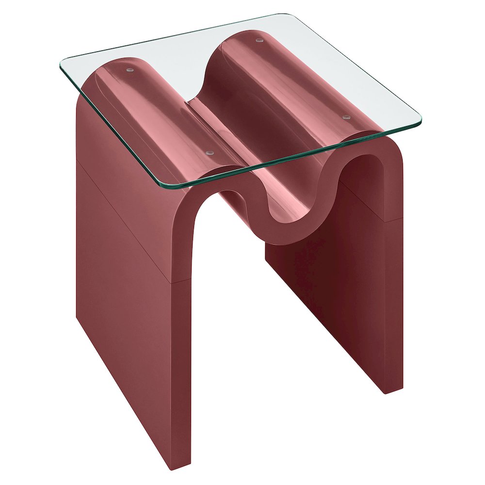 Ondine Glass Top Side Table. Picture 6